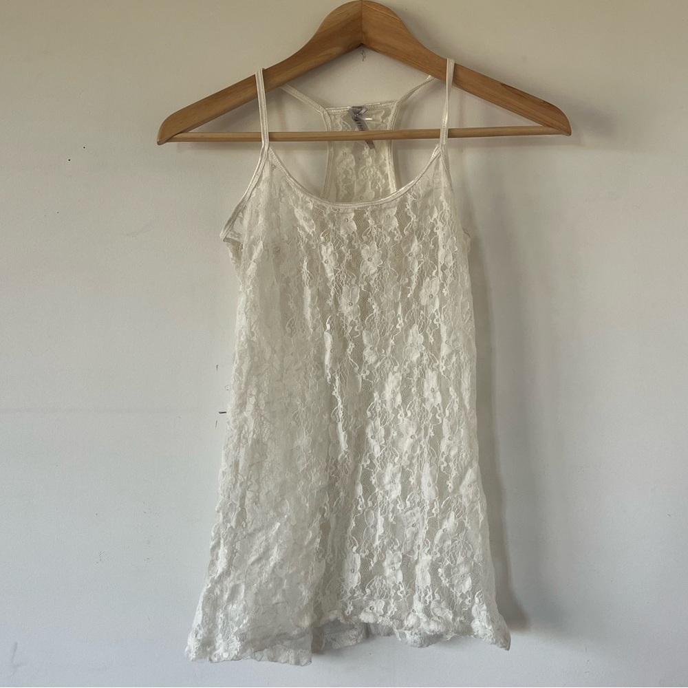 Lace cream tank top